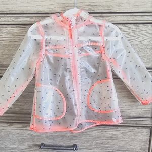Adorable 3t clear with pink lining raincoat with Little hearts on it
